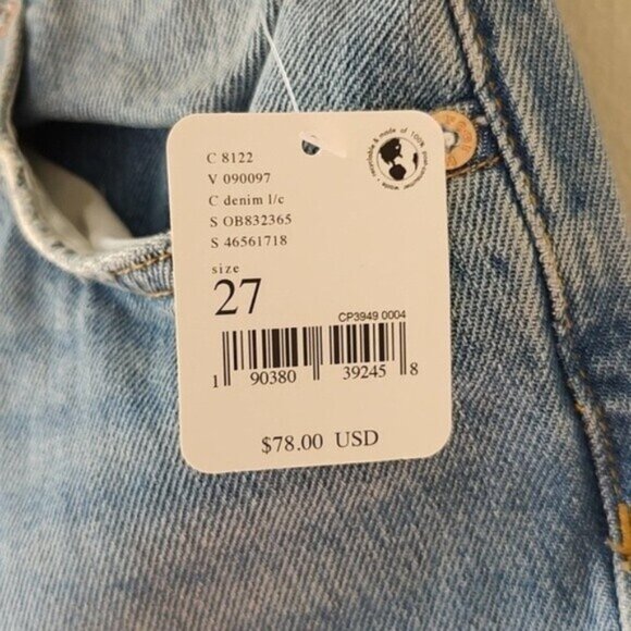 NWT! Free People Maggie Mid-Rise Straight-Leg Jeans Distressed Cotton SZ 27 - Picture 5 of 7